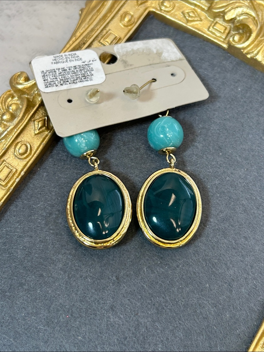 Chico's Teal Acrylic Drop Earrings - Picture 4 of 5